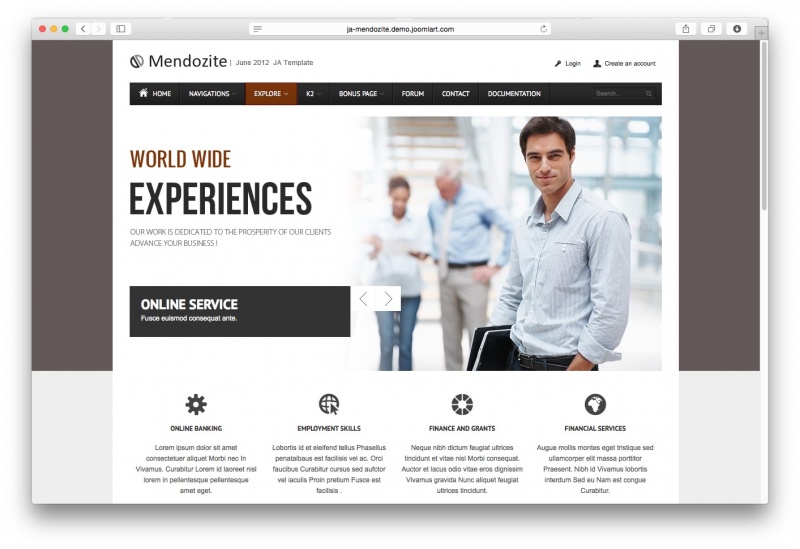 JA Mendozite - шаблон для бизнес компании